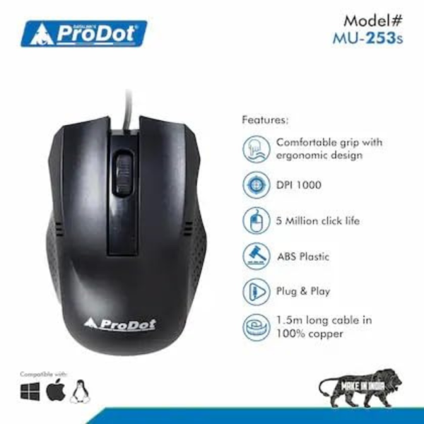 PRODOT MU-253s Wired Optical Mouse